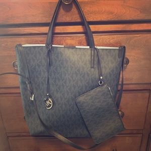Michael Kors signature tote with matching wristlet